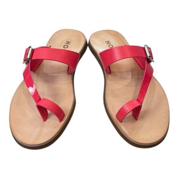 NEW HOGAN Women's Pink Leather Buckle Flip Flop Slip Sandals Dust Bag 37 7 - Picture 3 of 8